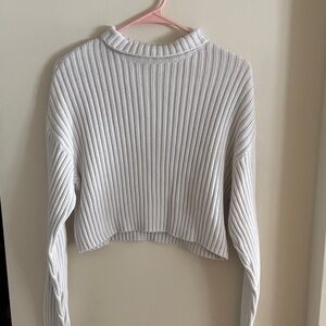 La Hearts White Ribbed Turtleneck Sweater